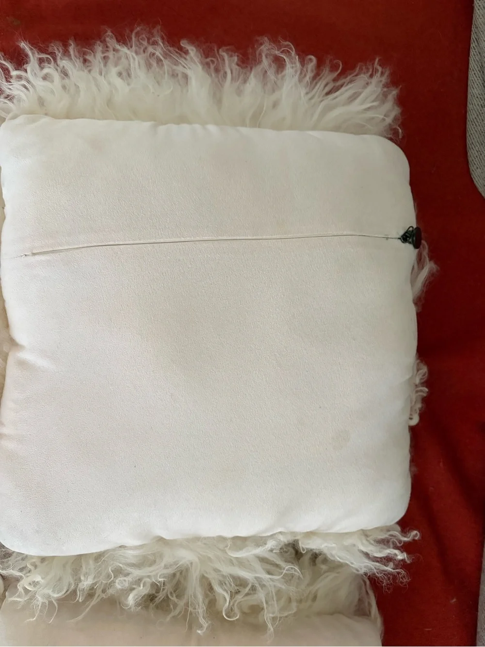 2 Pier 1 Mongolian Fur Throw Pillows ivory with inserts